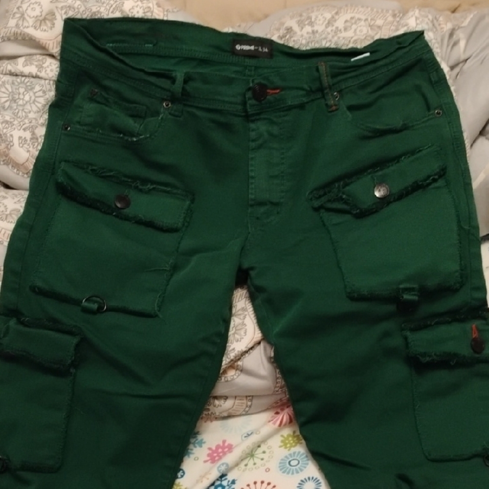 Men's Green Cargo Jeans By Preme Sz 38x34